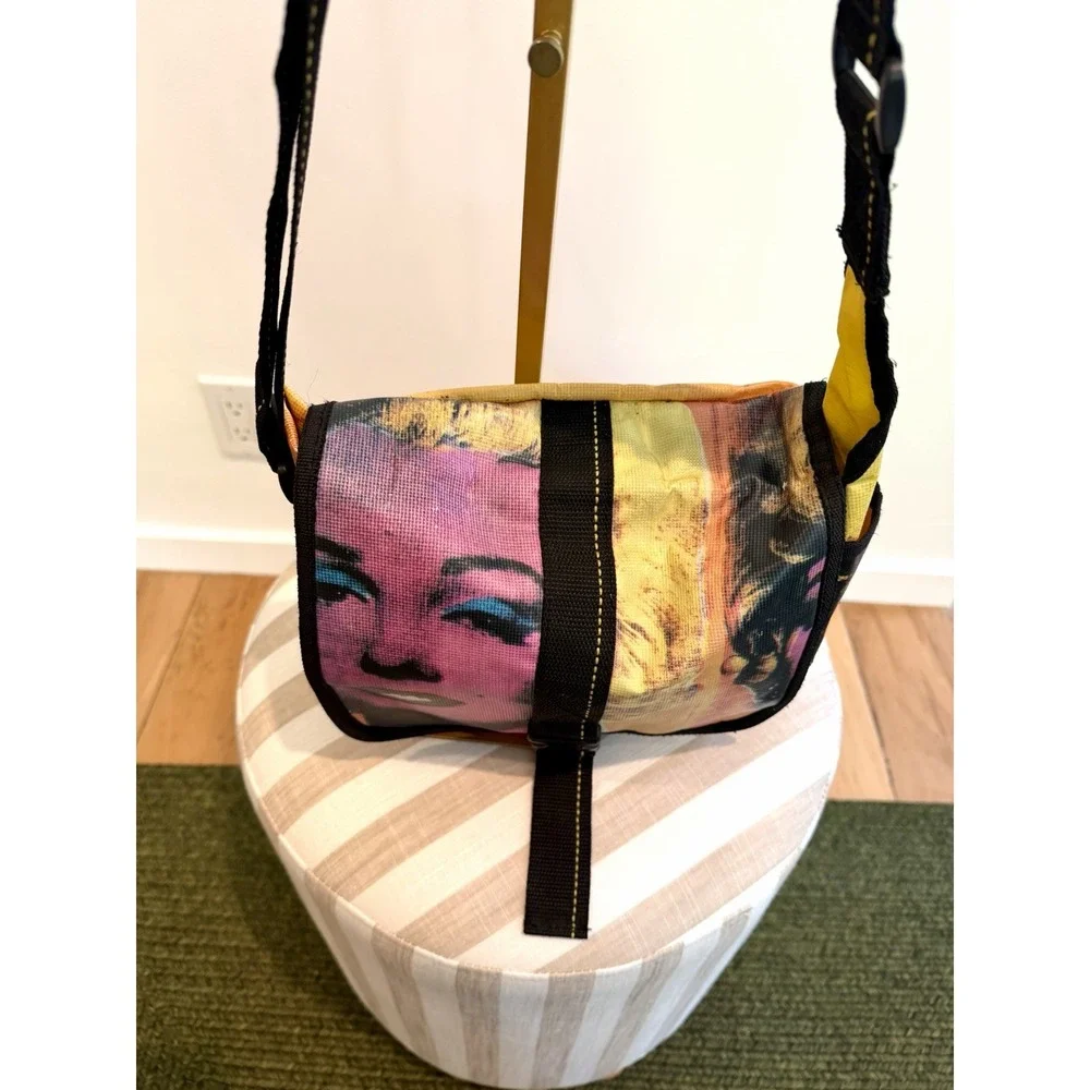 Andy Warhol Loop Messenger Bag Marilyn Monroe Portrait Vinyl Canvas Crossbody